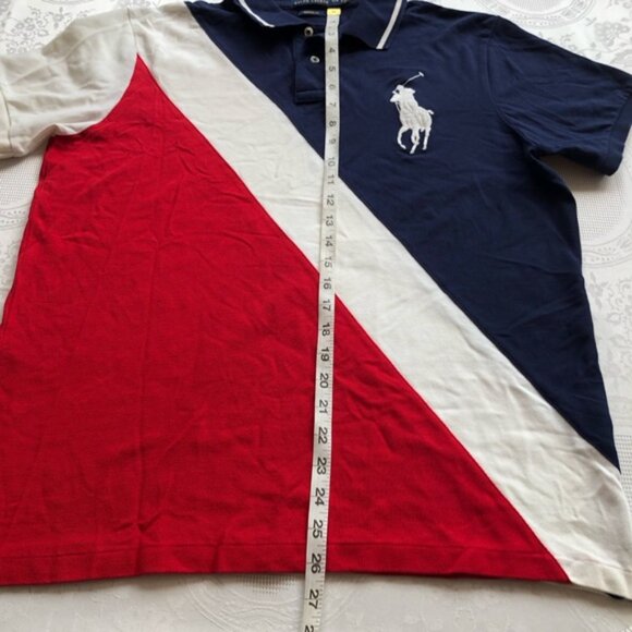 Polo Ralph Lauren Big Pony Rugby Shirt Men’s Size L Red/White/Blue Costomer-Fit - Picture 13 of 16